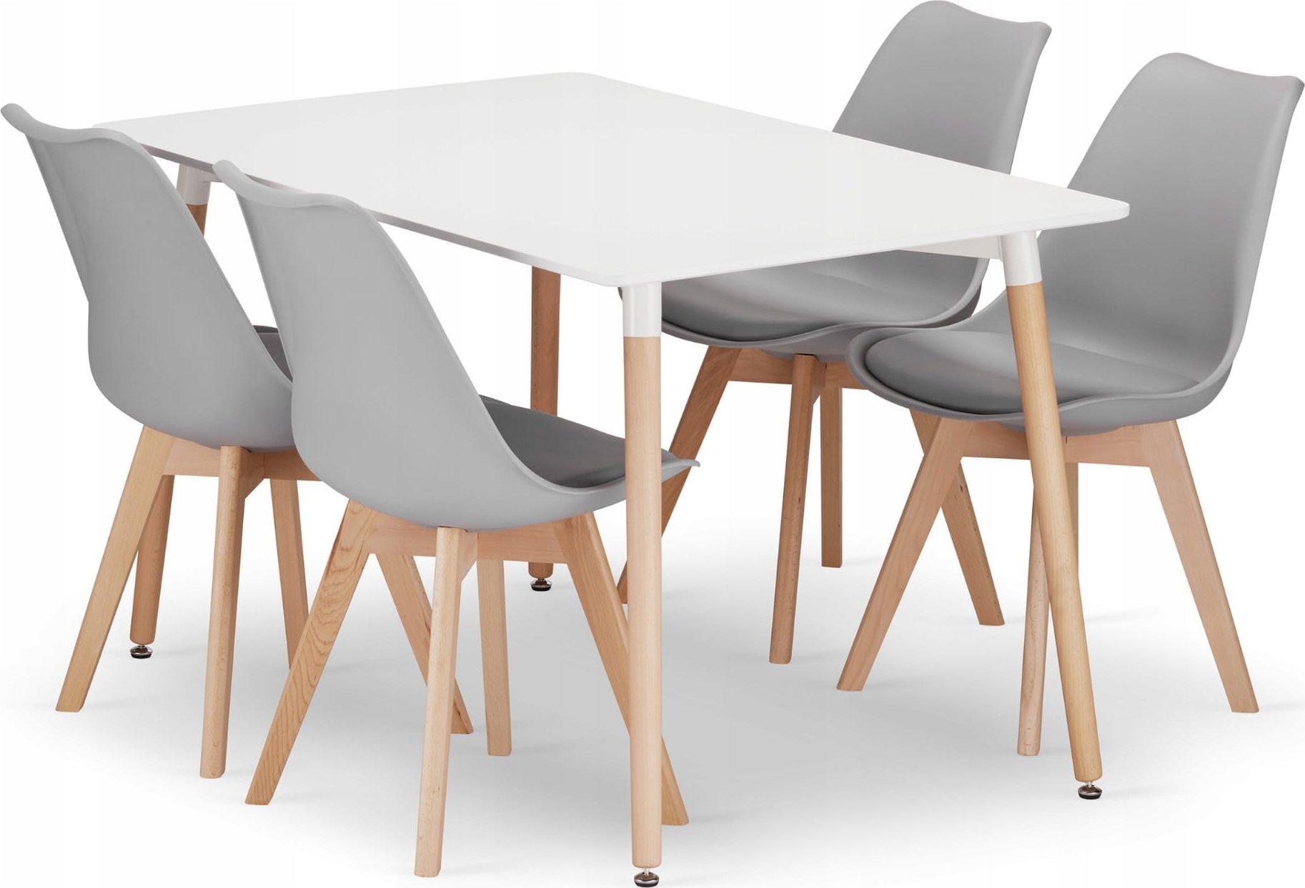 Leobert Zestaw stół prostokątny ADRIA 120x80 biały + 4 krzesła MARK szare