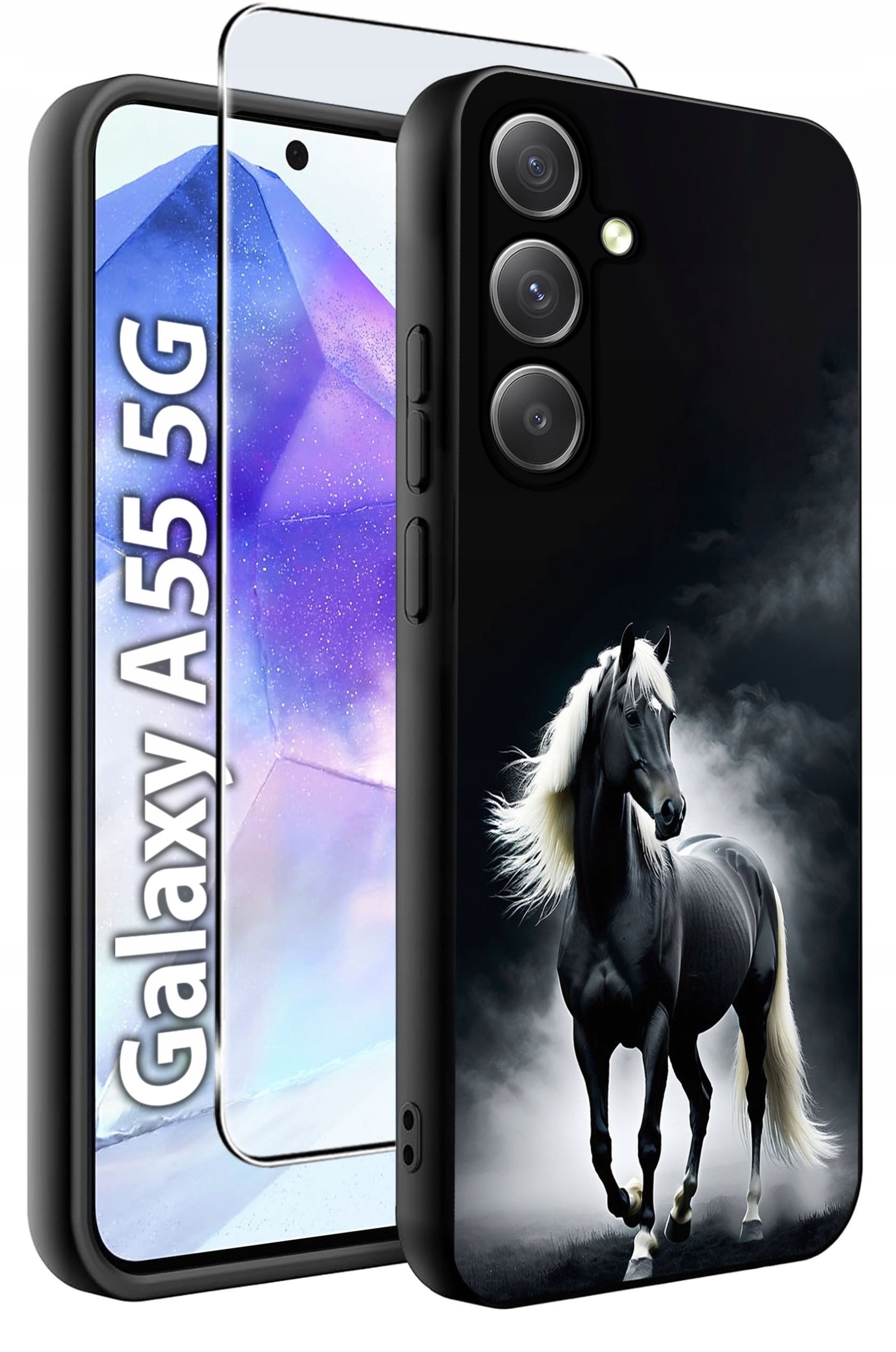 ETUI do Samsung A55 5G WZORY | SILIKONOWE MATT CASE + SZKŁO HARTOWANE 9H