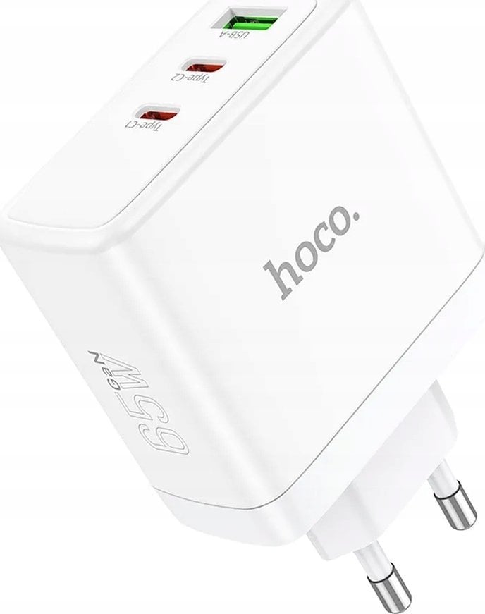 Ładowarka Hoco HOCO ładowarka sieciowa 2 x Typ C + USB A QC PD 65W GaN N30 biała