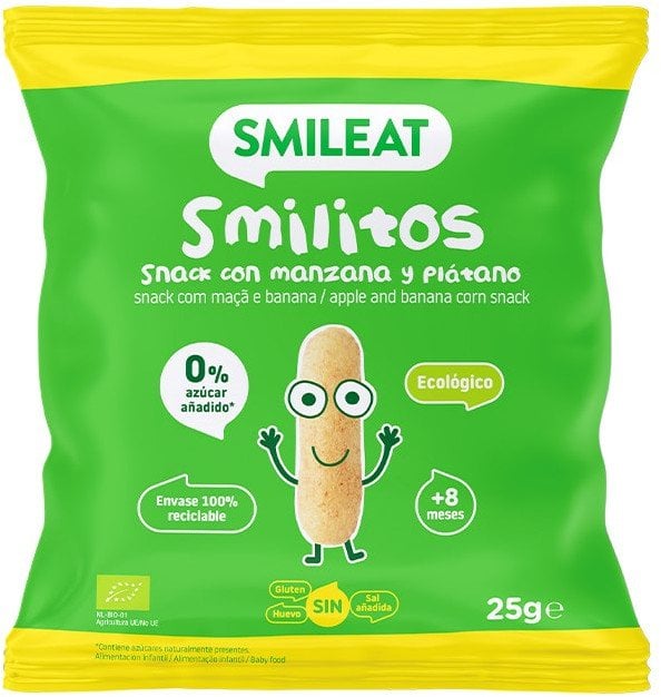 Smileat Chrupki kukurydziane o smaku jabłka i banana BIO* Smilitos 8m+ 25g
