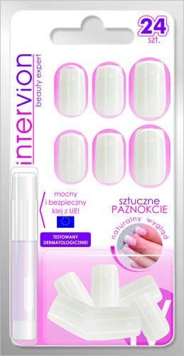 Inter-vion SZTUCZNE PAZNOKCIE MLECZNE DŁUGIE 24szt