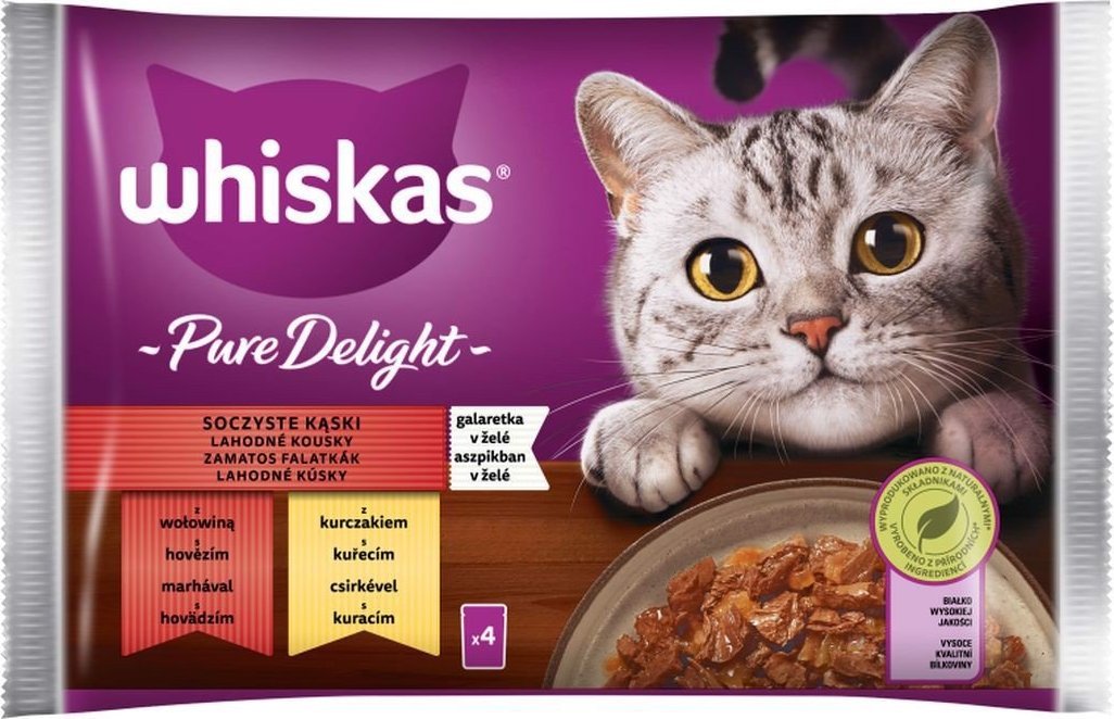 Whiskas Whiskas Pure Delight Mokra karma dla kotów soczyste kąski galaretka 340 g (4 x 85 g)