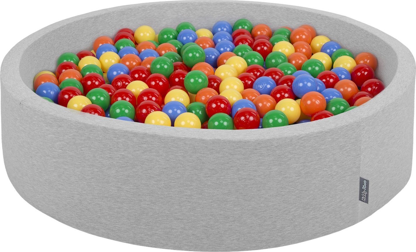 KiddyMoon Suchy basen okrągły z piłeczkami 7cm 120x30 jasnoszary: żółty-zielony-niebieski-czerwony-pomarańcz 120x30/1000piłek Zabawka basen piankowy