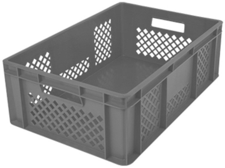 Artech Pojemnik transportowy EURO 200, ścianki ażurowe, wym. 600 x 400 x 200 mm (Kolor szary)