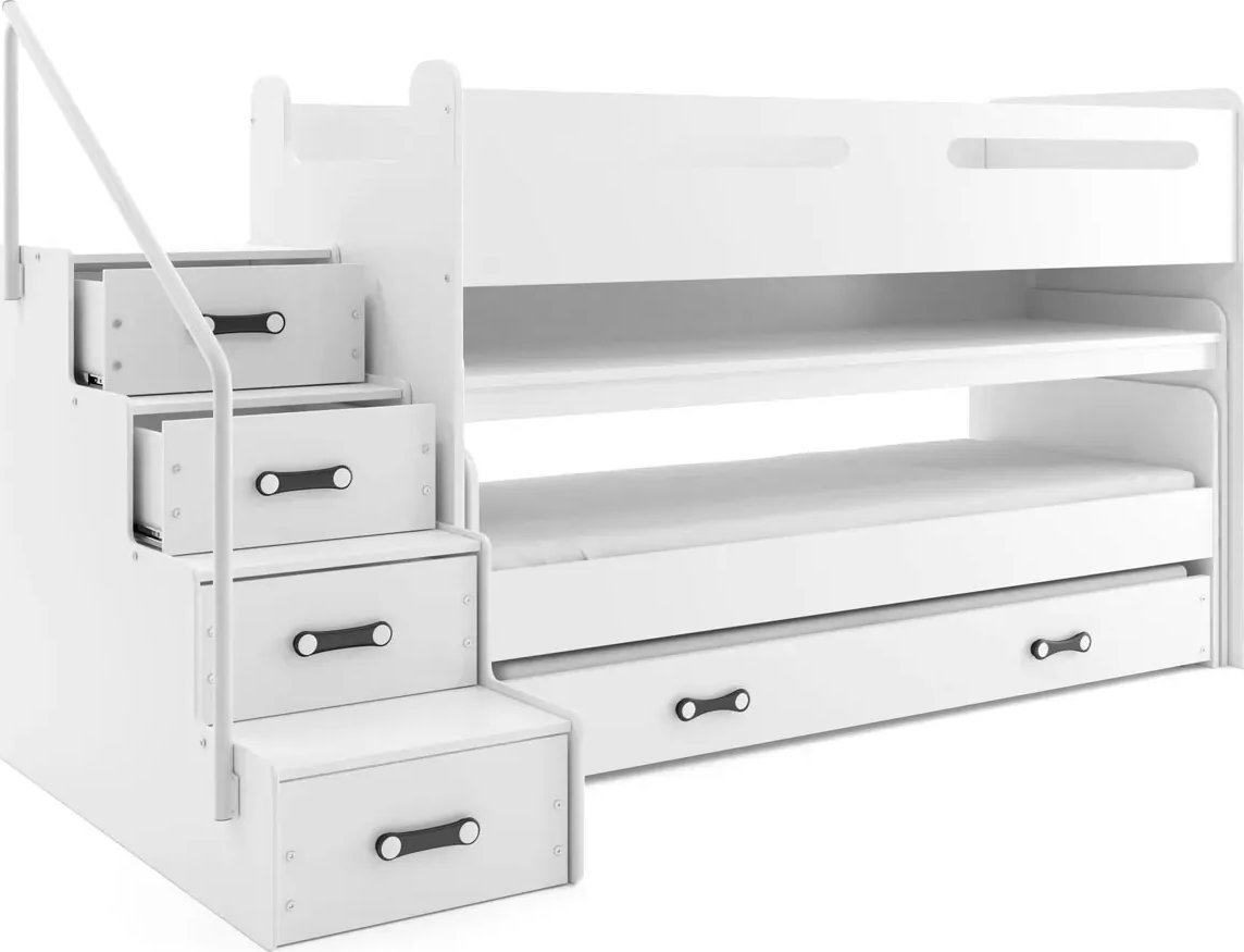 Elior Białe piętrowe łóżko z wysuwanym biurkiem - Ilos