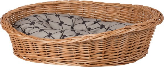 WickerPL Owalne wiklinowe legowisko dla zwierząt z obniżonym brzegiem 50x36 H16 cm