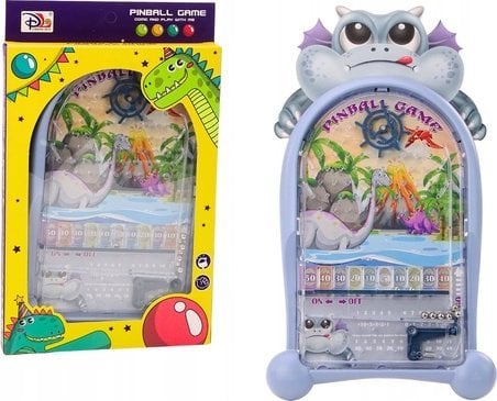 LeanToys Gra Zręcznościowa Pinball Dinozaury Smok Stojak Niebieski