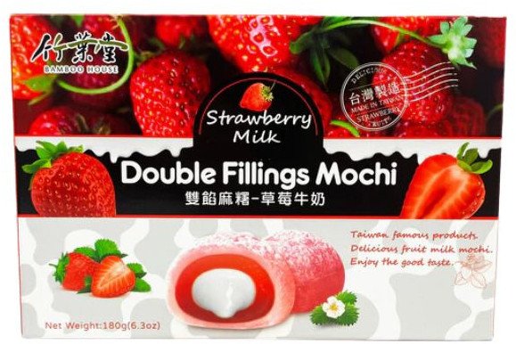 Mochi truskawkowe śmietanka podwójne nadzienie japońskie owocowe ciastka ryżowe z mąki kleistej 180g