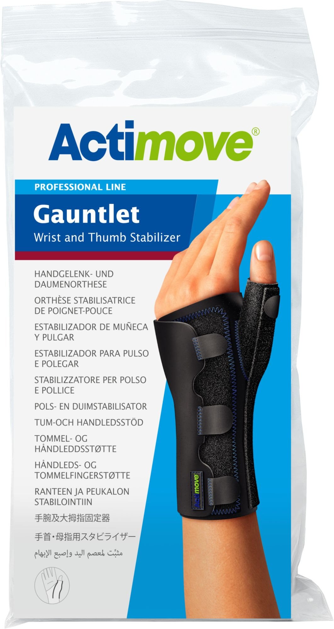 ACTIMOVE PRO GAUNTLET Orteza stabilizująca nadgarstek i kciuk z 2 szynami rozm. XL czarny
