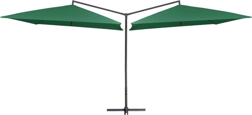 vidaXL Podwójny parasol na stalowym słupku, 250 x 250 cm, zielony