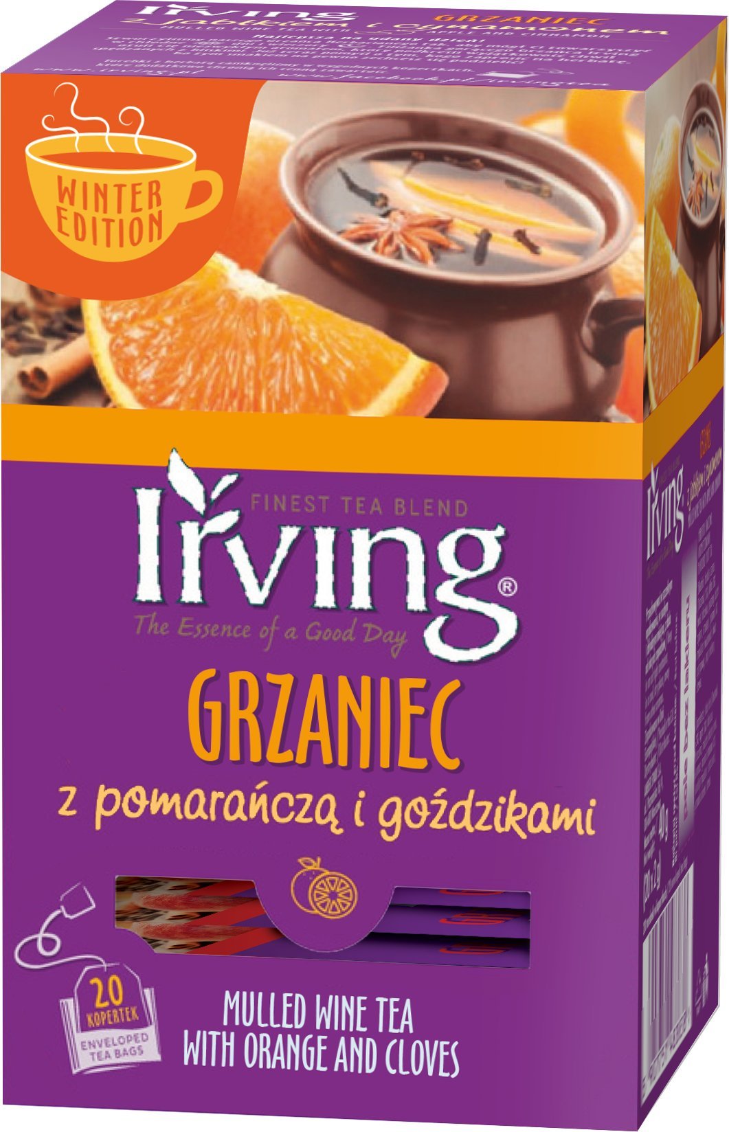 Irving Herbata Grzaniec z pomarańczą i goździkami 20 kopert