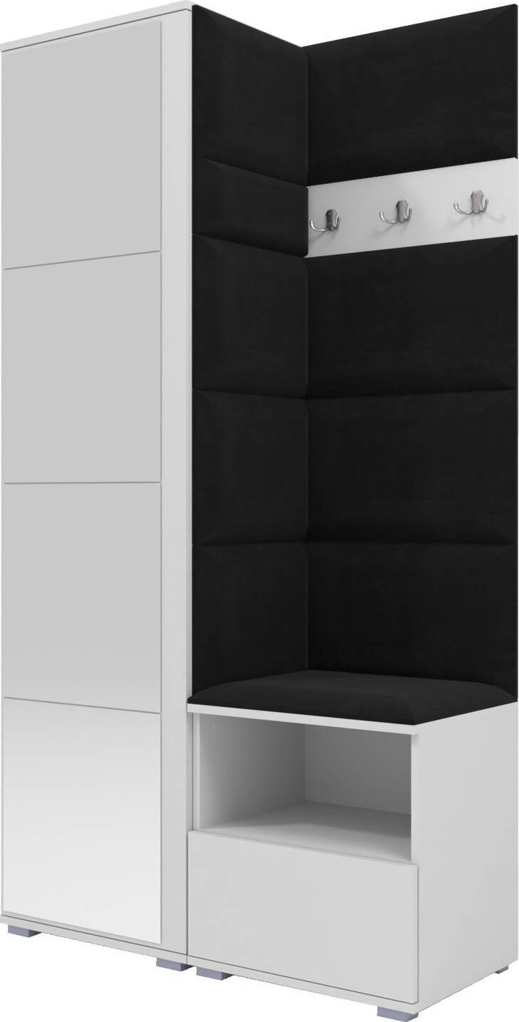 Ravio Tapicerowana garderoba Nela I z lustrem - kolor biały + tkanina Trinity 16