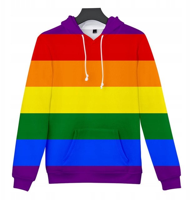 Bluza TĘCZOWA LGBT Tęcza z Kapturem Poliestrowa XL