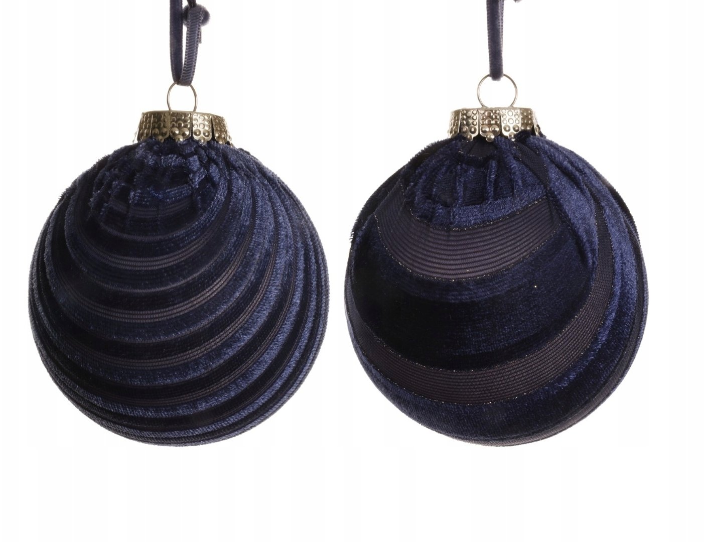 Kaemingk Bombka choinkowa plastikowa niebieska welurowa 8cm 1szt