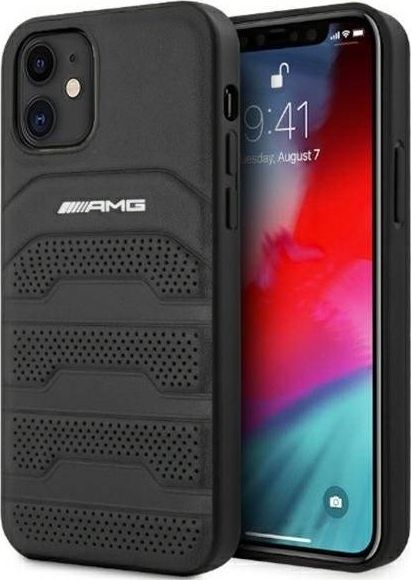 Mercedes AMG AMHCP12SGSEBK iPhone 12 mini 5,4" czarny/black hardcase Leather Debossed Lines