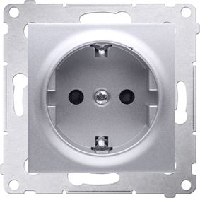 Kontakt-Simon Gniazdo wtyczkowe pojedyncze uziemienie Schuko 16A IP20 srebrny mat (DGSz1CZ.01/43)