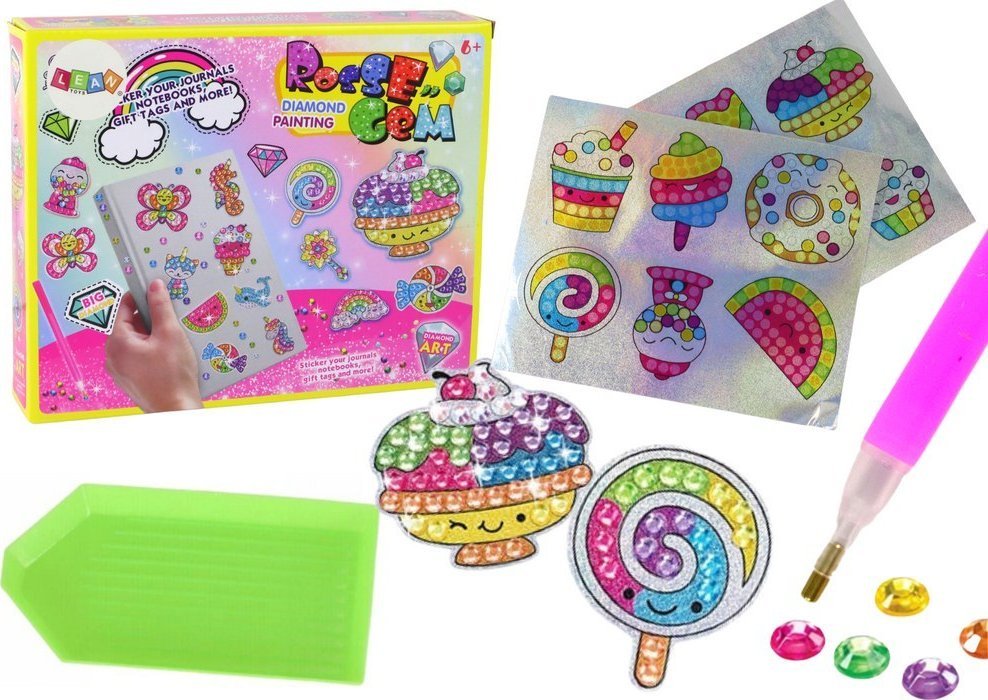 LeanToys Zestaw Diamencików Do Wyklejania DIY Słodycze Kolorowe Naklejki
