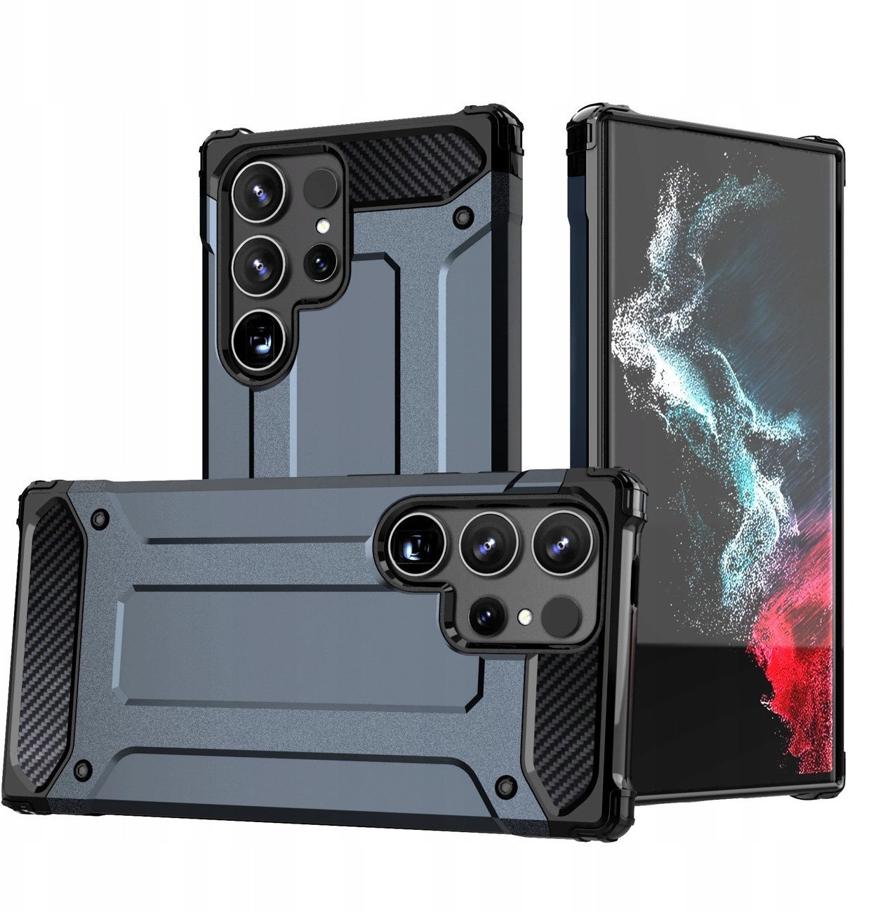 Pancerne hybrydowe etui Hybrid Armor pokrowiec futerał na Samsung Galaxy S25 Edge - niebieskie