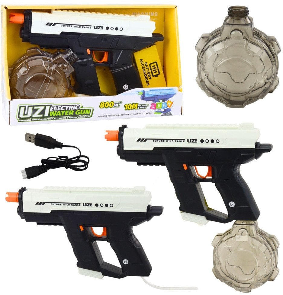 Elektryczny Pistolet Na Wodę Automatyczny 10m Czarno Biały 800ml LEAN Toys