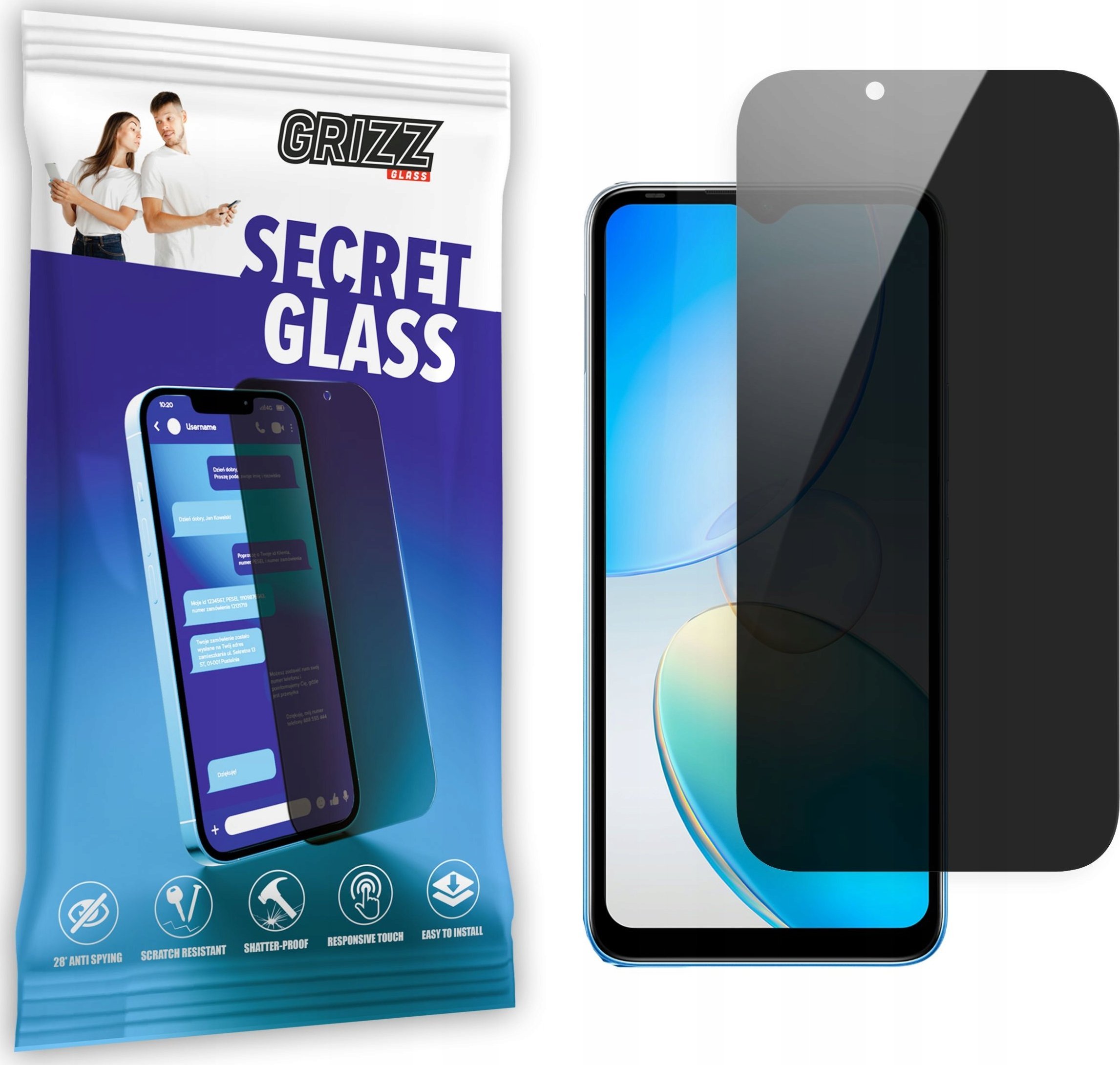 GrizzGlass Szkło prywatyzujące GrizzGlass SecretGlass do Infinix Note 12i