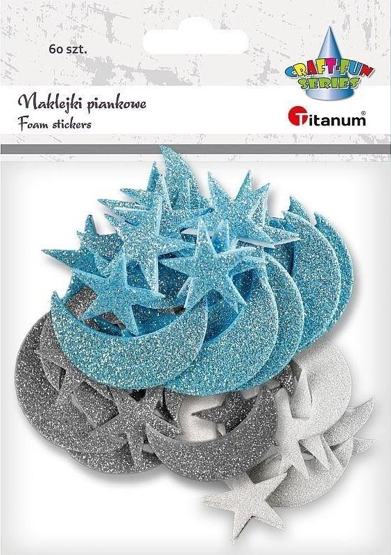 Titanum Naklejki piankowe brokat księżyce, gwiazdy 60szt