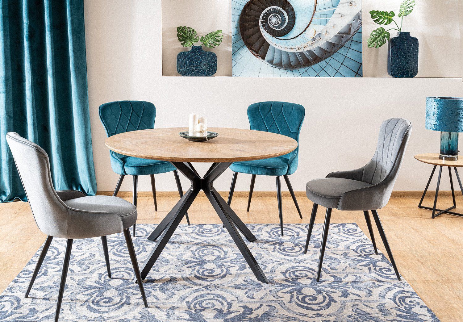 Signal Stół okrągły ASTER 120x120 dąb/czarny