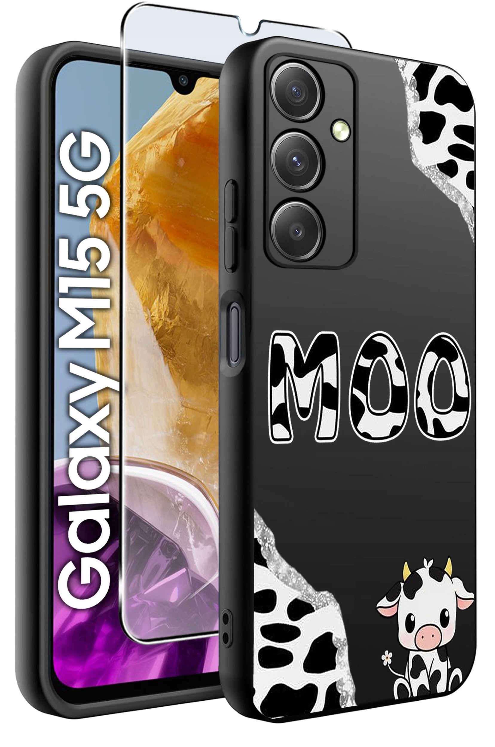 ETUI do Samsung M15 5G WZORY | SILIKONOWE MATT CASE + SZKŁO HARTOWANE 9H