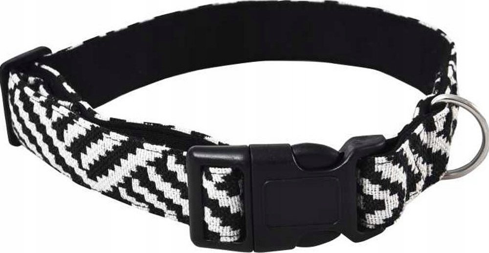 Barry King Obroża dla psa, z wytrzymałej tkaniny, wzór aztecki, biało-czarne paski, 1,5x30-40cm