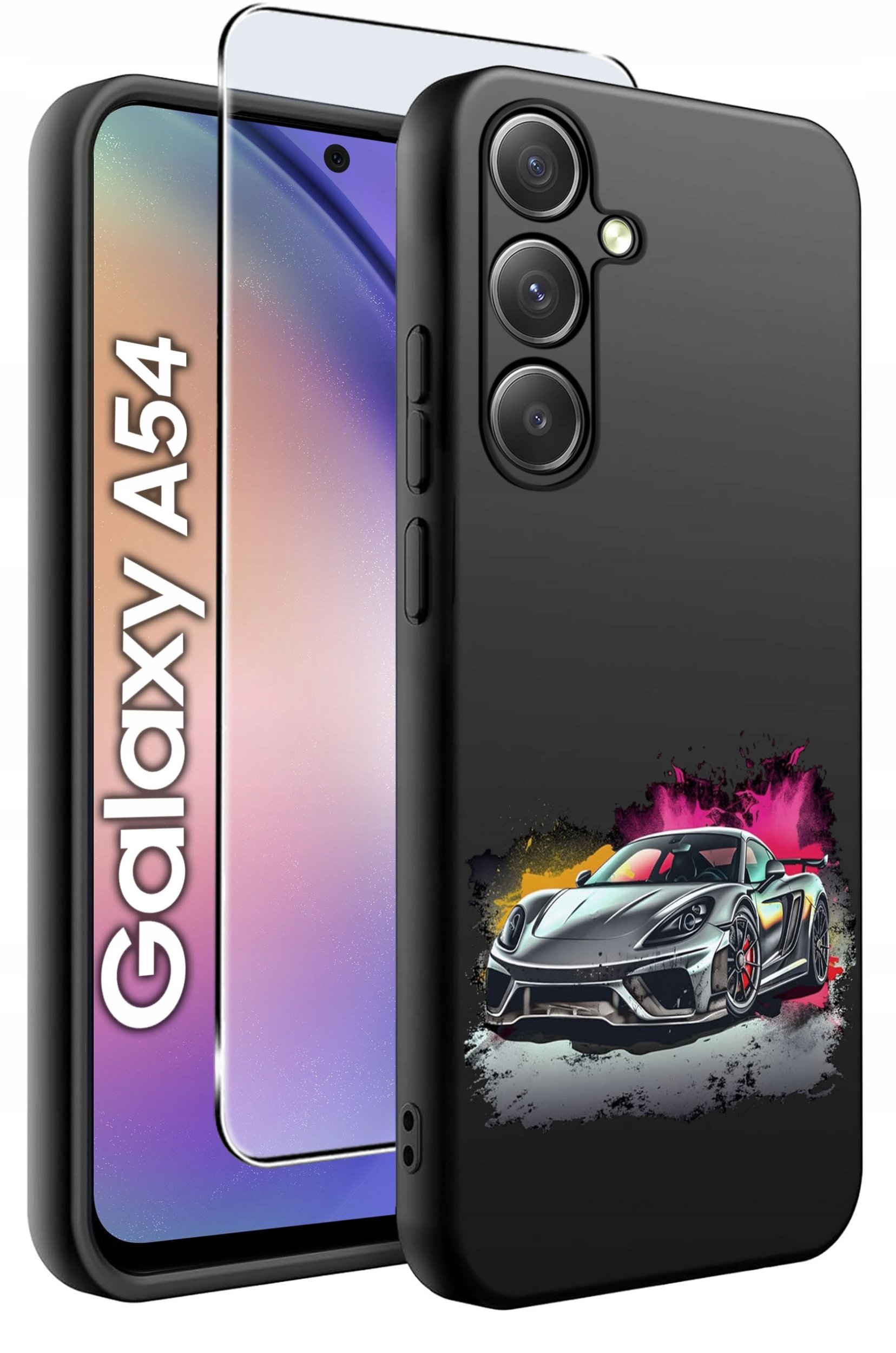 ETUI do Samsung A54 5G WZORY | SILIKONOWE MATT CASE + SZKŁO 9H