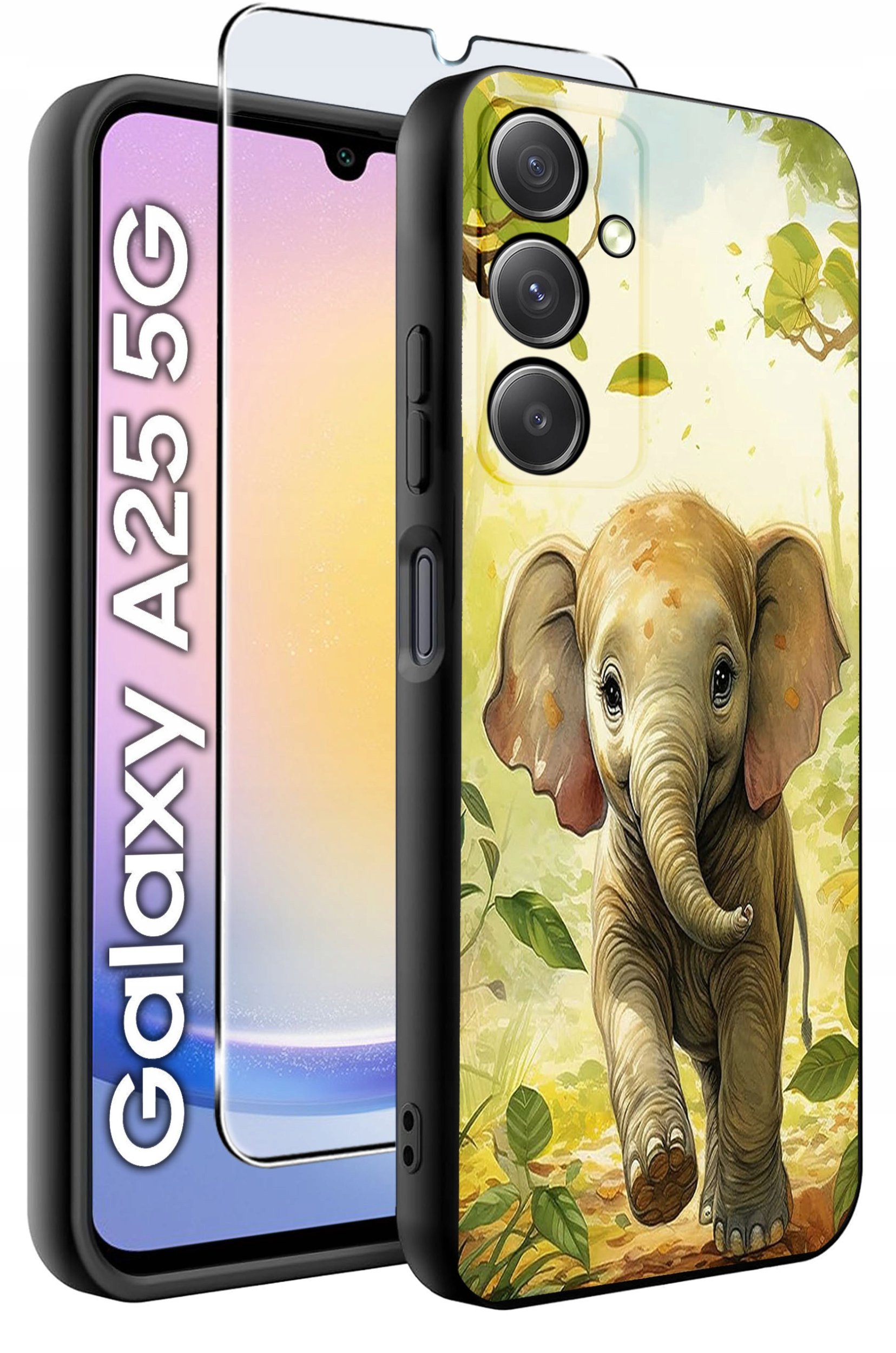 ETUI do Samsung A25 5G WZORY | SILIKONOWE MATT CASE + SZKŁO HARTOWANE 9H