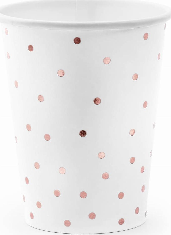 PartyDeco Kubeczki Kropki, biały, 260ml one size