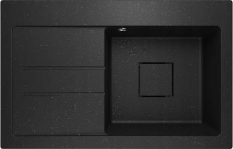 Zlewozmywak Lavello ZLEWOZMYWAK GRANITOWY LAVELLO QUBE 1.0 CZARNY METALIK LEWY