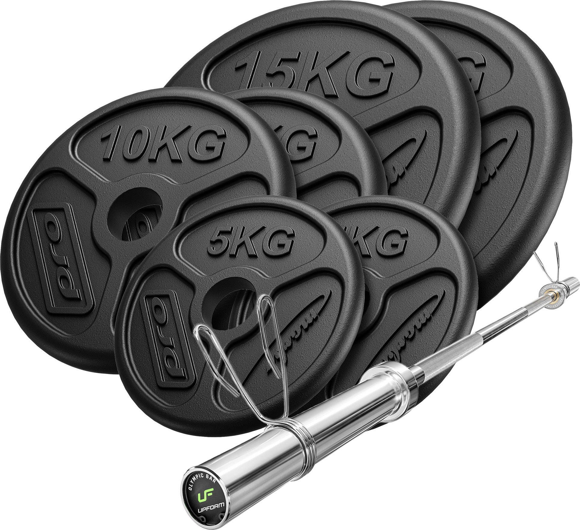 Zestaw 75 kg | Gryf olimpijski 180 cm + obciążenia olimpijskie 2x15kg, 2x10kg, 2x5kg - Marbo Sport