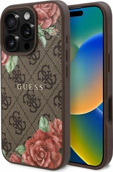 Guess GUHMP16XP4ROPEMCW iPhone 16 Pro Max 6.9" brązowy/brown hardcase 4G Flowers Print MagSafe
