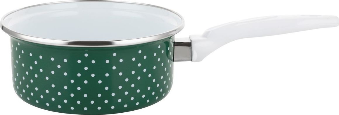 Emalia Pleszew Rondel emaliowany na indukcję Emalia Polska Pleszew Retro 16 cm 1,3 l zielony