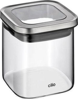 Cilio Pojemnik kuchenny, szkło borokrzemowe/stal nierdzewna, 10 x 10 x 10 cm, 0,65 l / Cilio