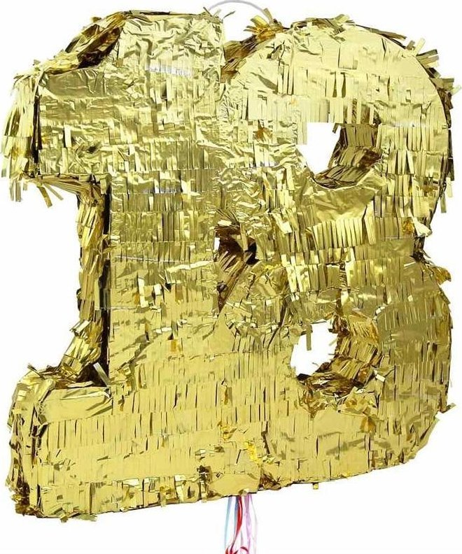 Piniata cyfra 18 metaliczna złota 50x40.5x8cm