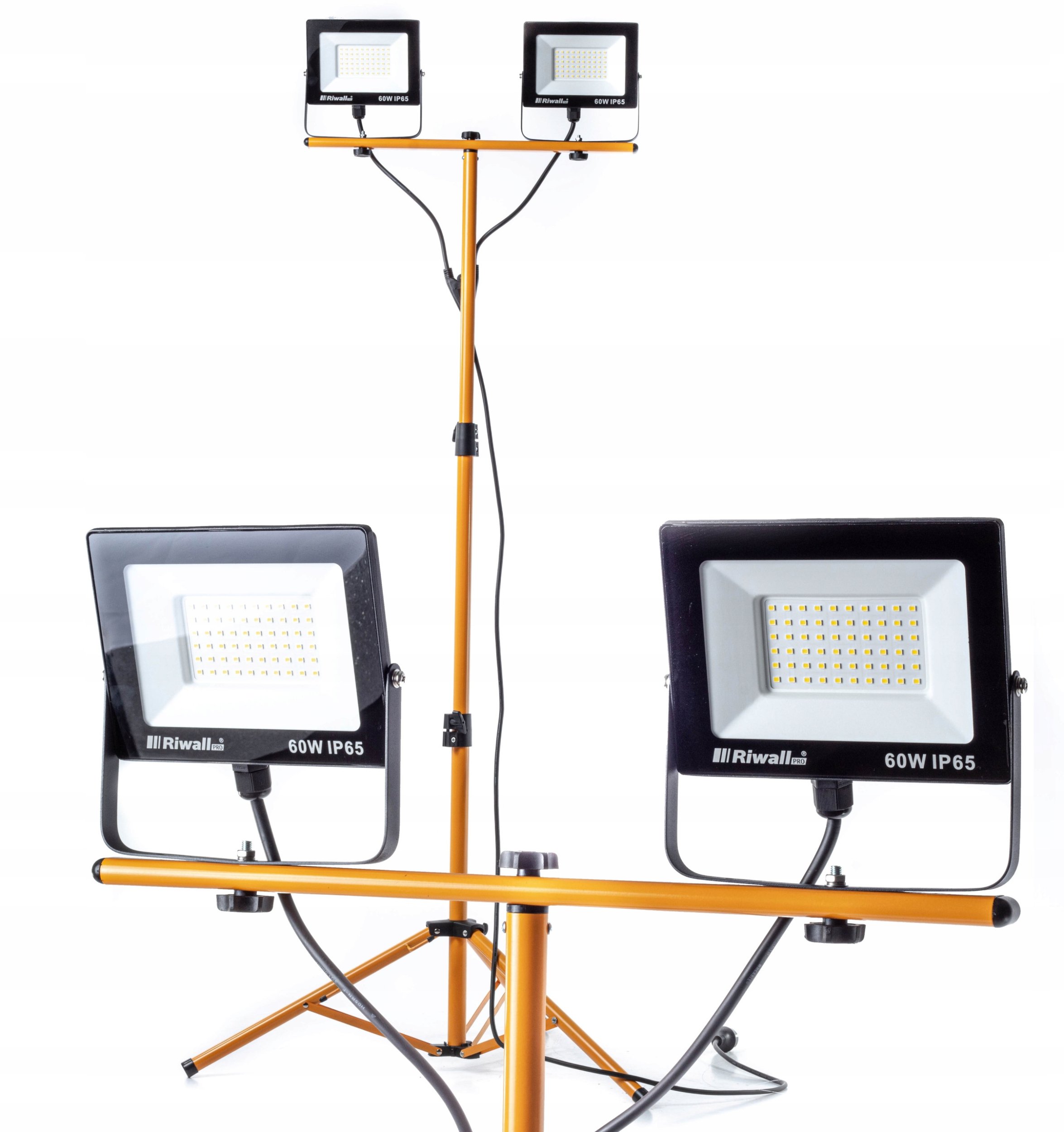 Halogen LED Statyw Budowlany Naświetlacz 2X 60W Zestaw Stojak RIWALL RHA-01