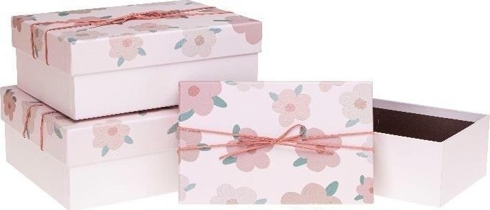 Pudełko prezentowe z kokardą 3szt kwiaty ROZETTE