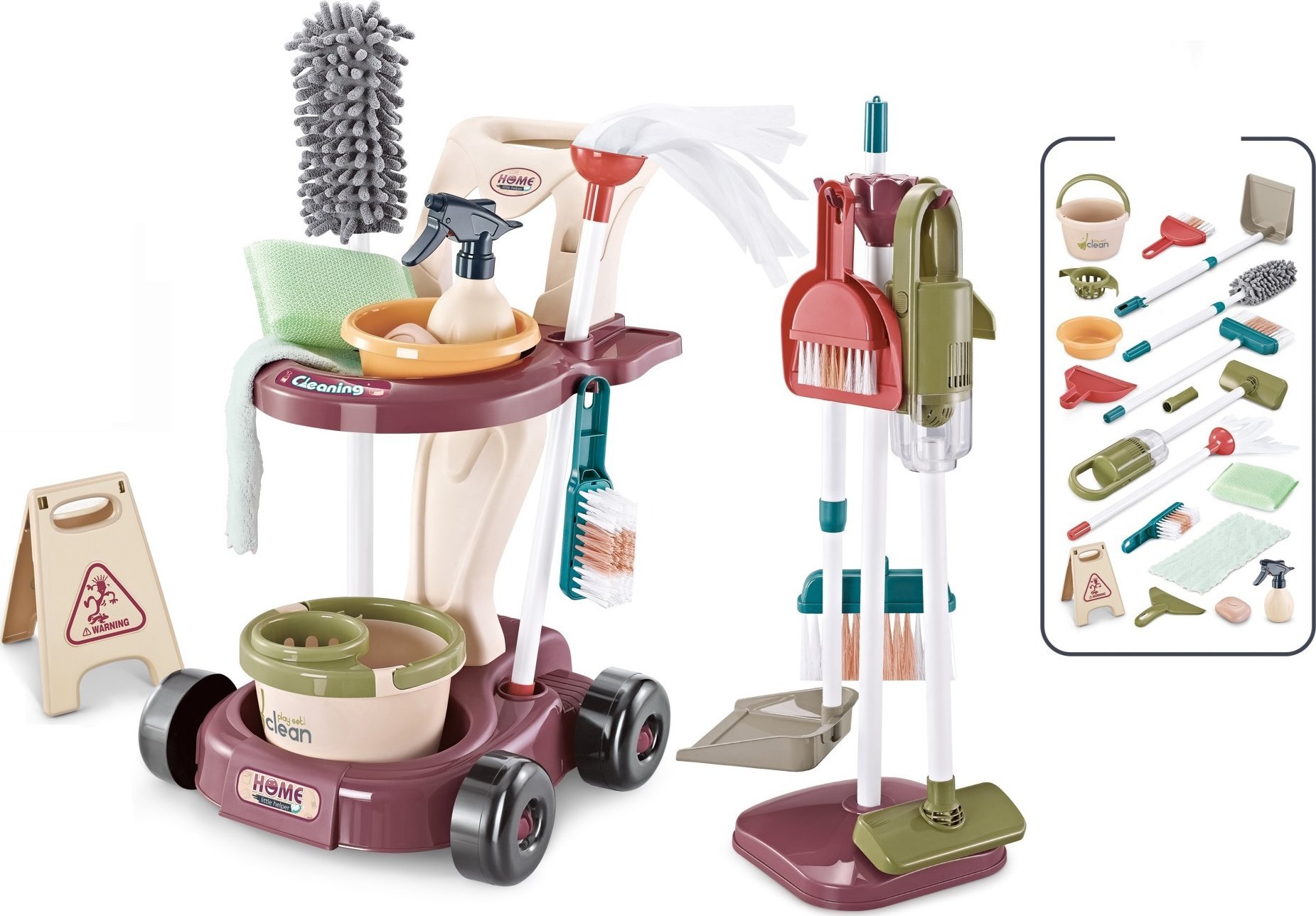 ZESTAW DO SPRZĄTANIA MAŁA GOSPOSIA MOP WÓZEK WIADRO AKCESORIA