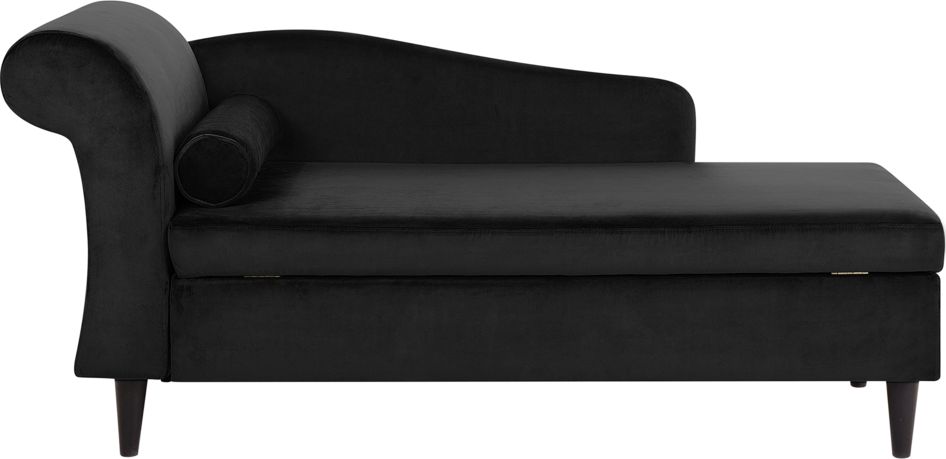 Beliani Szezlong welurowy lewostronny czarny LUIRO