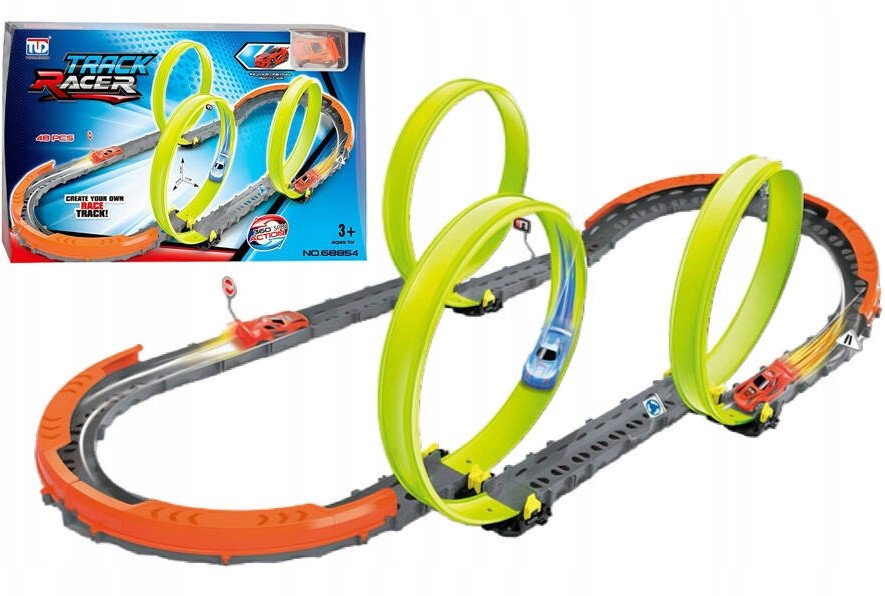 Tor wyścigowy pętla dla samochodzików autka zestaw napęd 48w1 372cm