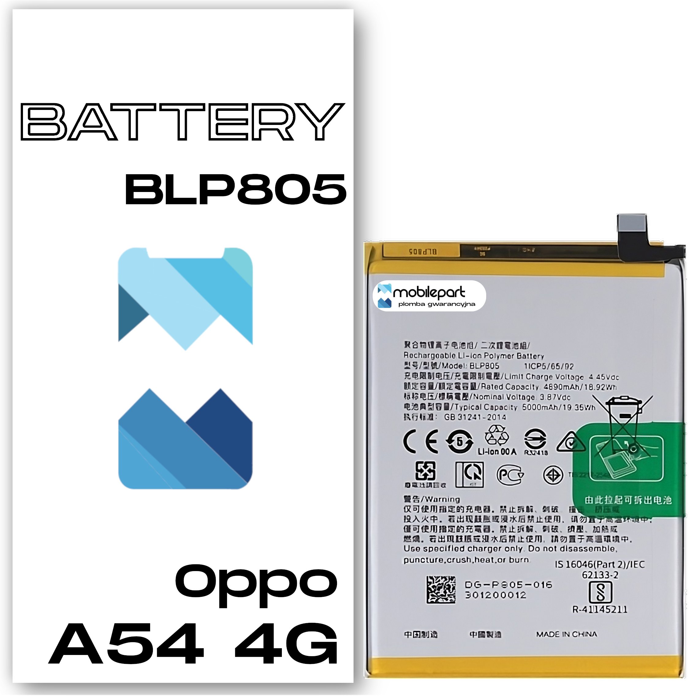 Bateria do Oppo A54 4G CPH2239 Świeżej Produkcji Nowy Akumulator BLP805
