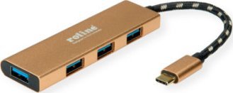 HUB USB Roline Koncentrator ROLINE GOLD USB 3.2 Gen 1, 4 porty, kabel połączeniowy typu C