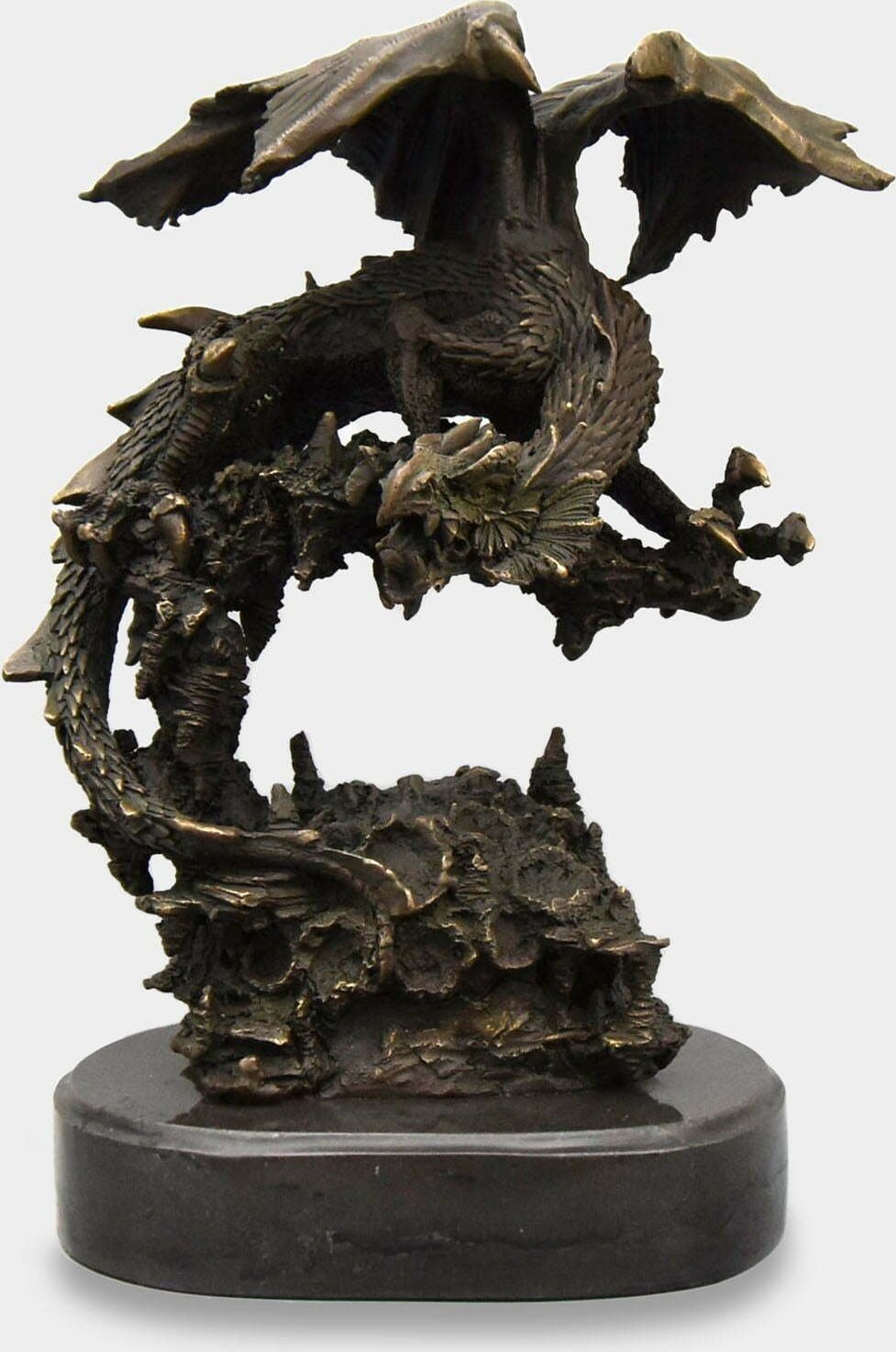 rzezbyzbrazu Smok Rzeźba z Brązu na Marmurowej Podstawie