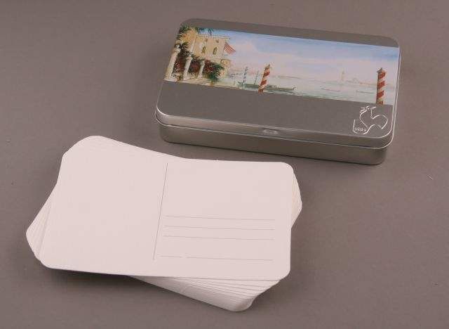 Hahnemühle 30 kart pocztówek do malowania akwarelą Hahnemuhle w metalowym pudełku uniw