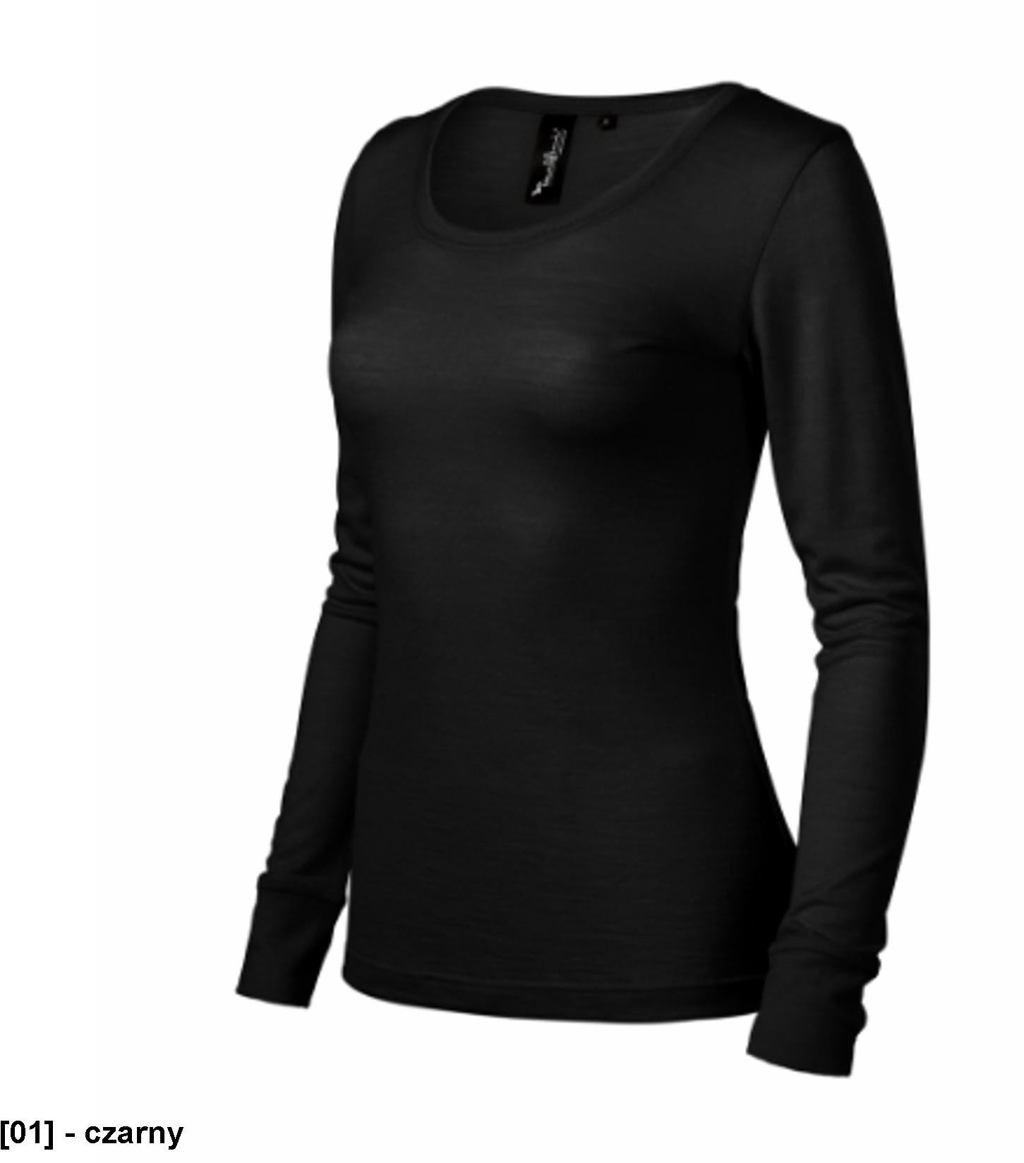 Merino Rise LS - ADLER - Merino Rise LS - Koszulka damska, 190 g/m2, 100 % merino wełna - czarny 2XL