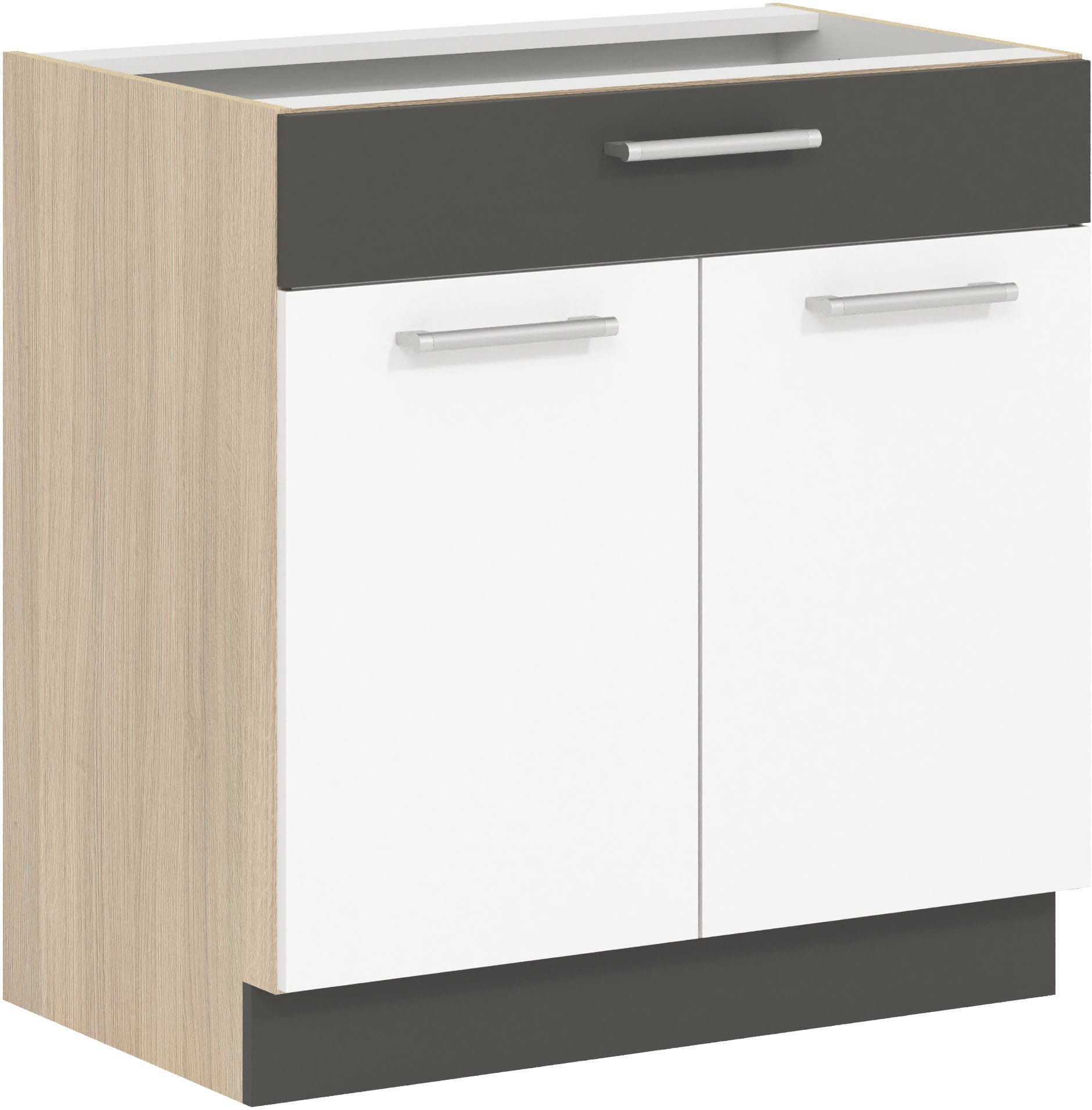 Szafka dolna kuchenna z szufladą MODENA MD20/D80S1 biały połysk / grafit
