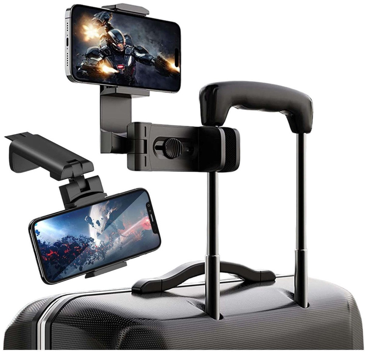 Uchwyt na Telefon Supero do Bieżni, Samolotu, Pociągu, Walizki, czarny