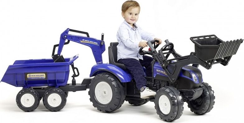 Falk Traktor na pedały New Holland + akcesoria niebieski